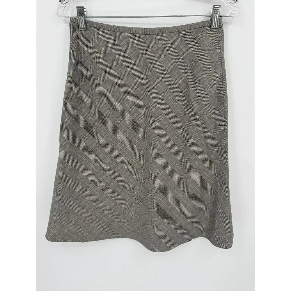 Escada Womens EU 36 US Size 6 Gray Pink Glen Plaid Wool Silk A-Line Skirt Career